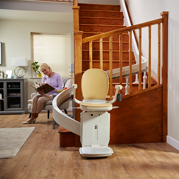 Curved Stairlift At Bottom Of Stairs